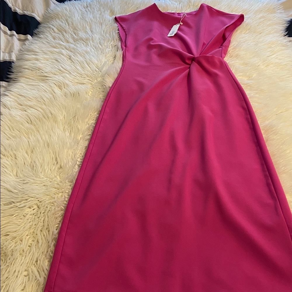 Glam Vibrant Pink Midi /Maxi Dress size L length 50” bust 32” brand new - Picture 5 of 8